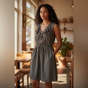 Elegant Gray Ruffle Dress
